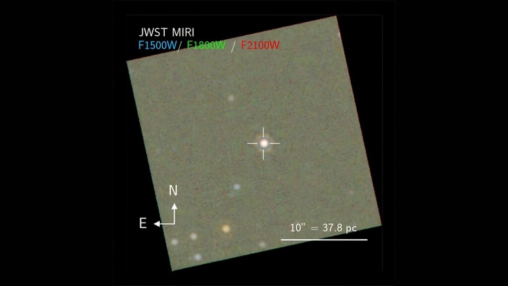 Mistério cósmico: M31-2014-DS1 some e intriga astrônomos (Imagem: JWST/MIRI – NASA, ESA, CSA e STScI; Program DD-4607 (PI: Jencson))
