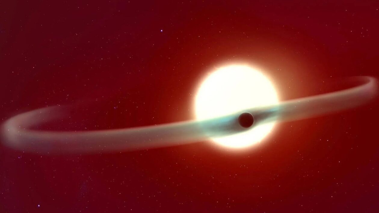 James Webb flagra exoplaneta perdendo sua atmosfera em tempo real (Imagem: Benoit Gougeon, Universidade de Montreal via Canva)