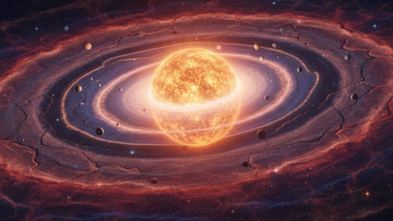 Descoberta do Webb mostra origem de minerais em discos planetários (Imagem: Fala Ciência via Gemini)