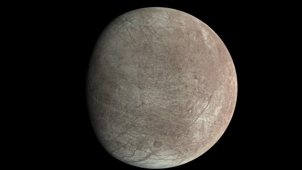 Lua gelada de Júpiter desafia expectativas sobre habitabilidade extraterrestre (Imagem: NASA/JPL-Caltech/SwRI/MSSS/Kevin M. Gill)
