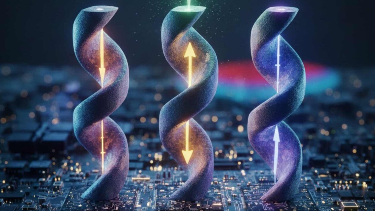 Nanohélices controlam eletricidade com torção e magnetismo (Imagem: Fala Ciência via Gemini)