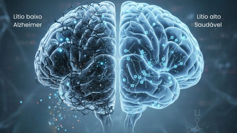 Redução de lítio no cérebro pode iniciar o Alzheimer. (Foto: Fala Ciência via Gemini)