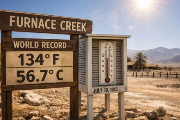 Vale da Morte registrou 56,7 °C, maior calor já medido na Terra (Imagem: Fala Ciência via ChatGPT)
