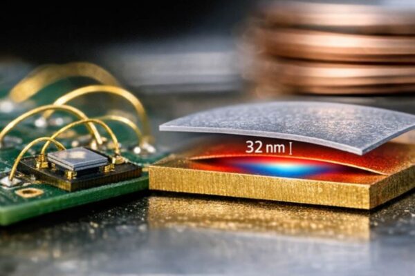 Nanocapacitor de 32 nm redefine precisão em medições quânticas (Imagem: Fala Ciência via ChatGPT)