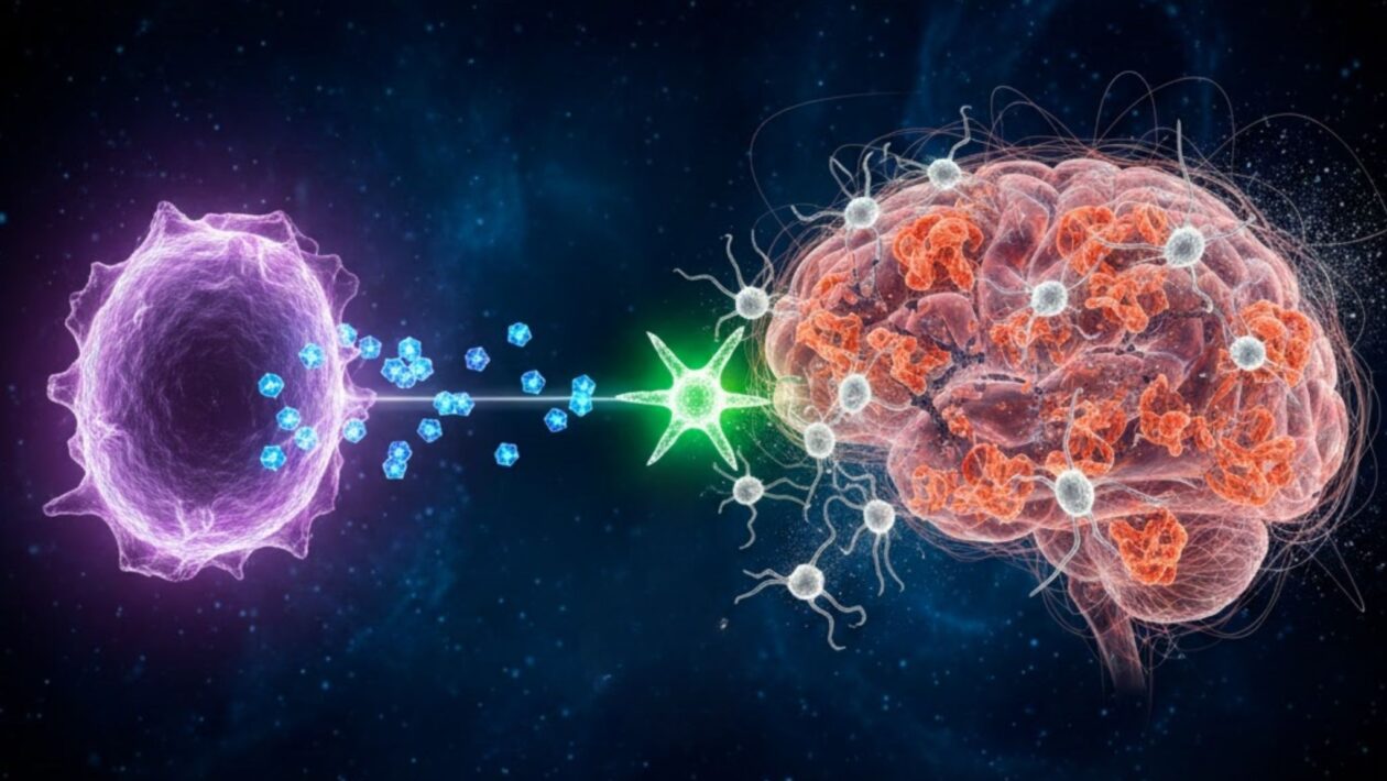 Cistatina C ativa TREM2 e micróglia remove placas do Alzheimer. (Foto: Fala Ciência via Gemini)