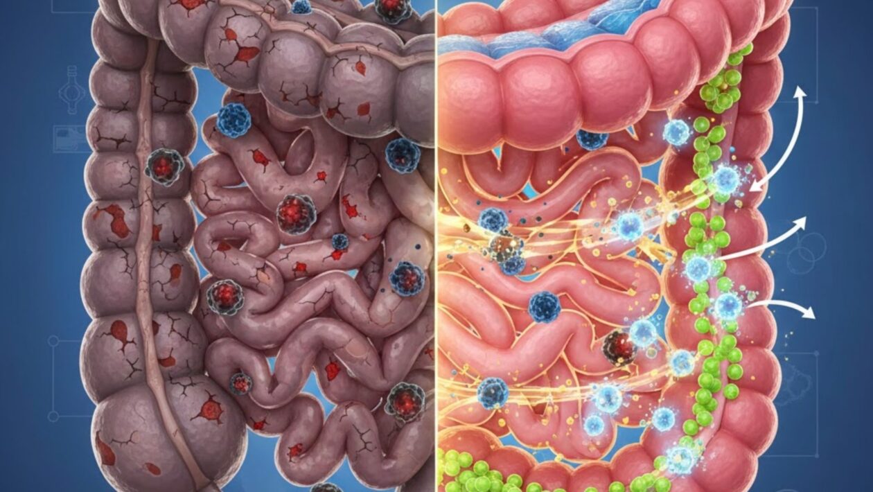 Estudo aponta rejuvenescimento intestinal promissor. (Foto: Fala Ciência via Gemini)