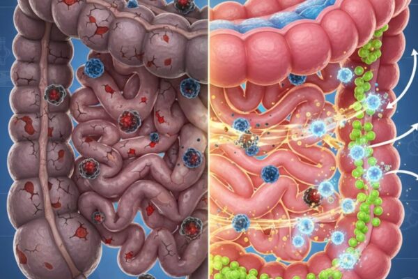 Estudo aponta rejuvenescimento intestinal promissor. (Foto: Fala Ciência via Gemini)