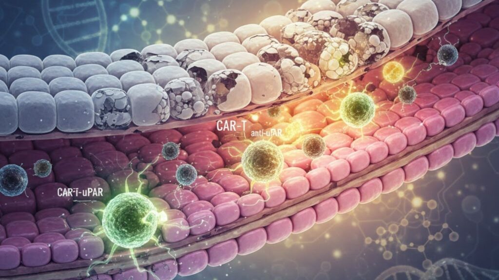 Células CAR-T estimulam regeneração do intestino envelhecido. Foto: Fala Ciência via Gemini)