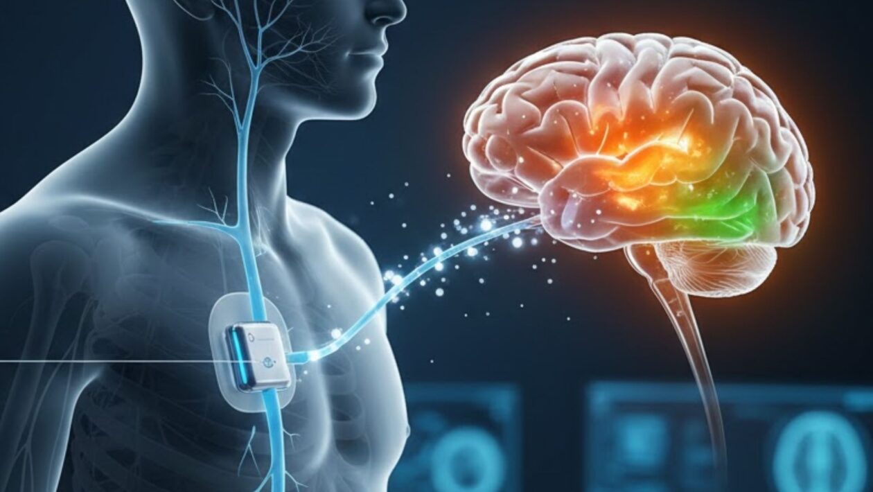 Implante no nervo vago oferece alívio duradouro da depressão. (Foto: Fala Ciência via Gemini)