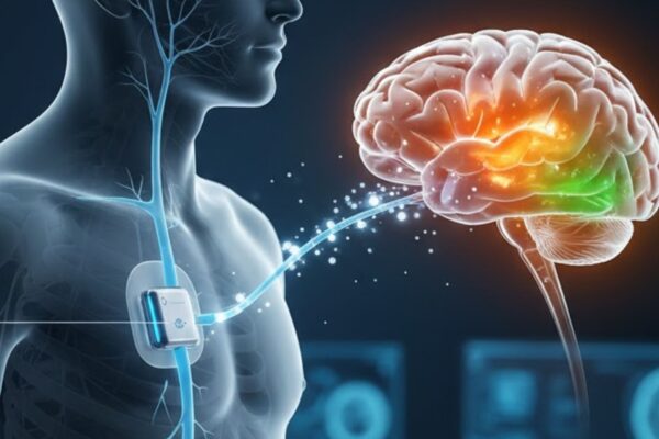 Implante no nervo vago oferece alívio duradouro da depressão. (Foto: Fala Ciência via Gemini)