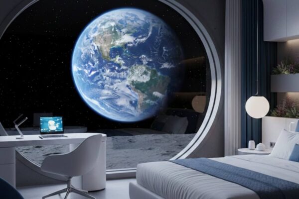 Hotel na Lua aposta no luxo para financiar a vida humana fora da Terra (Imagem: Fala Ciência via Gemini)
