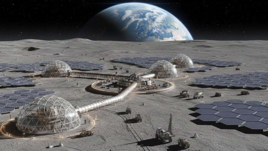Usina nuclear pode garantir presença permanente da humanidade na Lua (Imagem: Fala Ciência via Gemini)
