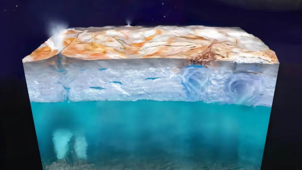 Fissuras da lua joviana revelam sinais de potencial vida (Imagem: NASA/JPL-Caltech)
