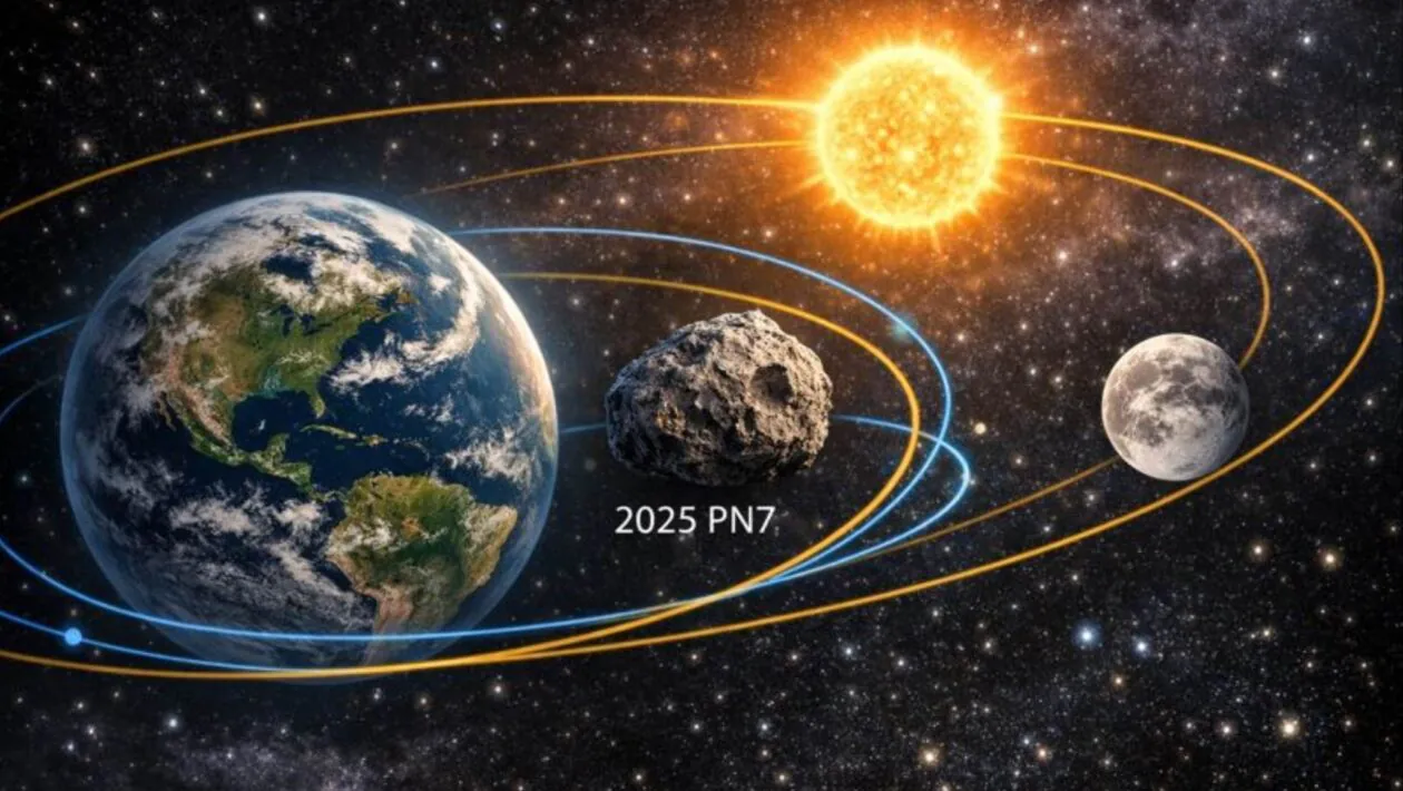 Asteroide 2025 PN7 vai criar a ilusão de uma segunda lua da Terra (Imagem: Fala Ciência via ChatGPT)