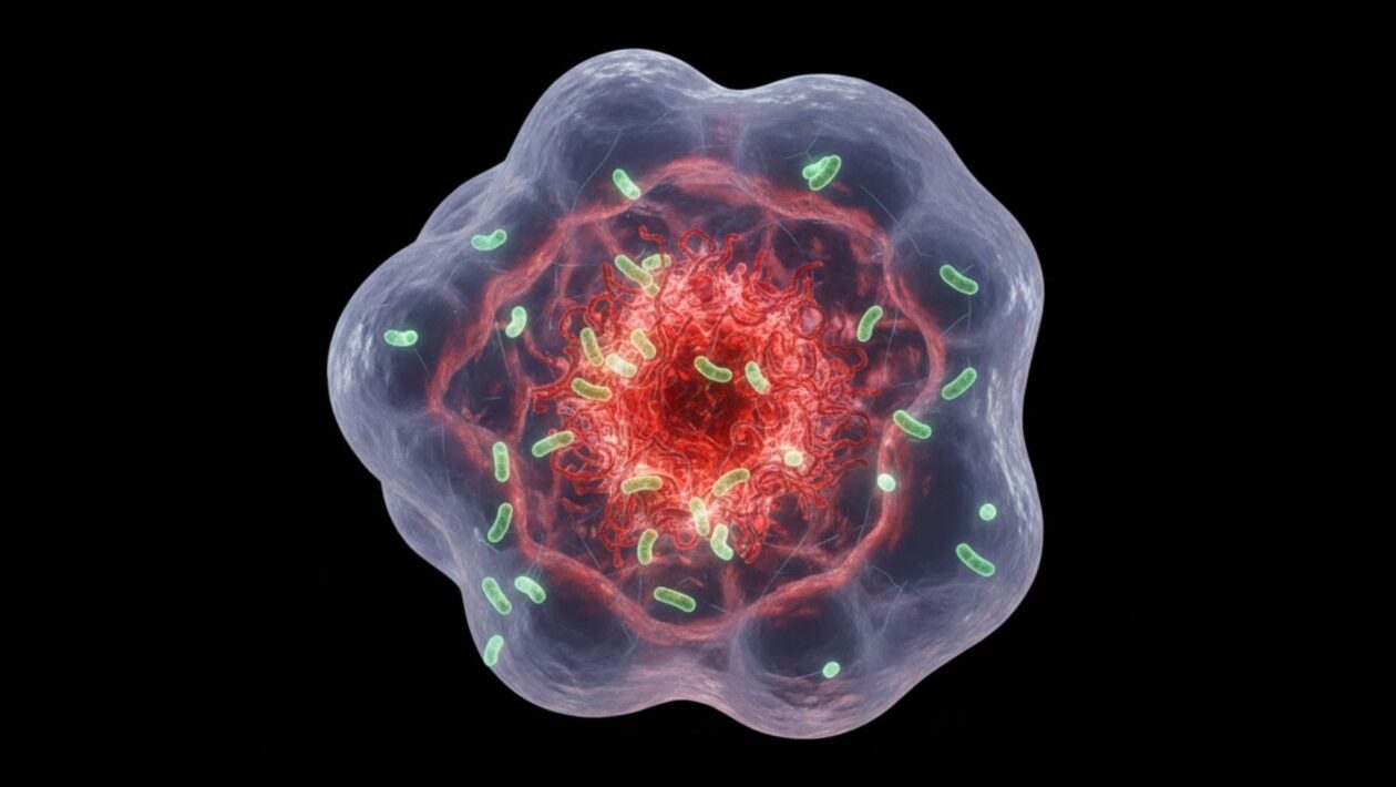 Bactéria modificada ataca tumor por dentro. (Foto: Fala Ciência via Gemini)