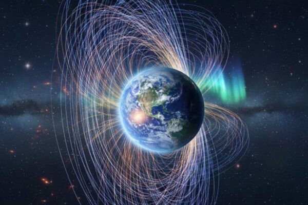 Estruturas profundas no manto moldam o campo magnético da Terra (Imagem: Fala Ciência via Gemini)