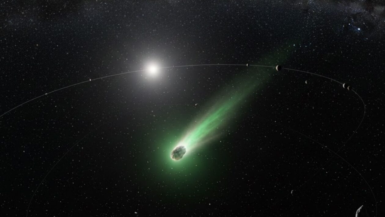 3I/ATLAS revela água e moléculas orgânicas no espaço (Imagem: Fala Ciência via Gemini)