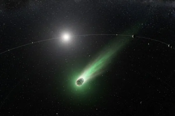 3I/ATLAS revela água e moléculas orgânicas no espaço (Imagem: Fala Ciência via Gemini)