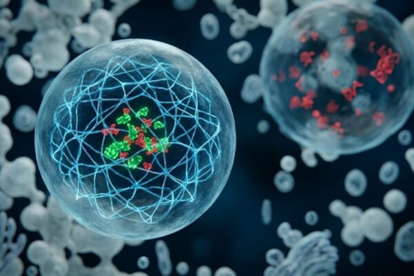 Gotículas celulares têm estrutura interna essencial à vida. (Foto: Fala Ciência via Gemini)