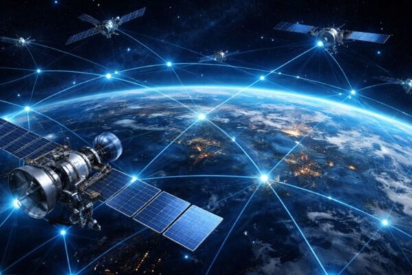 Musk quer usar satélites solares para alimentar a inteligência artificial (Imagem: Fala Ciência via ChatGPT)