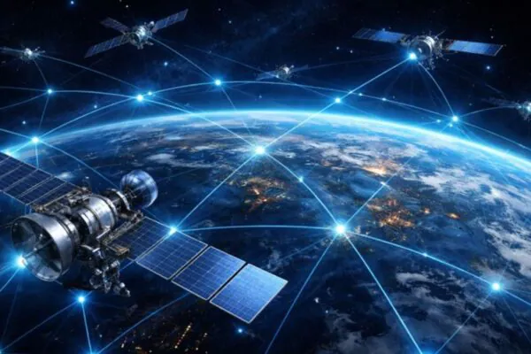 Musk quer usar satélites solares para alimentar a inteligência artificial (Imagem: Fala Ciência via ChatGPT)