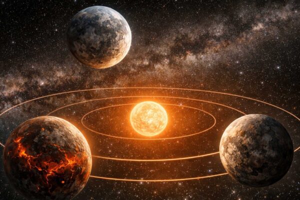 Novo exoplaneta amplia sistema vizinho com três super-Terras (Imagem: Fala Ciência via ChatGPT)