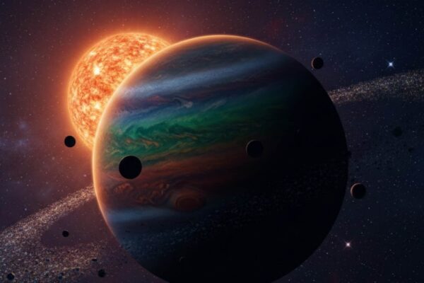 TESS descobre exoplaneta gigante com órbita longa e excêntrica (Imagem: Fala Ciência via Gemini)