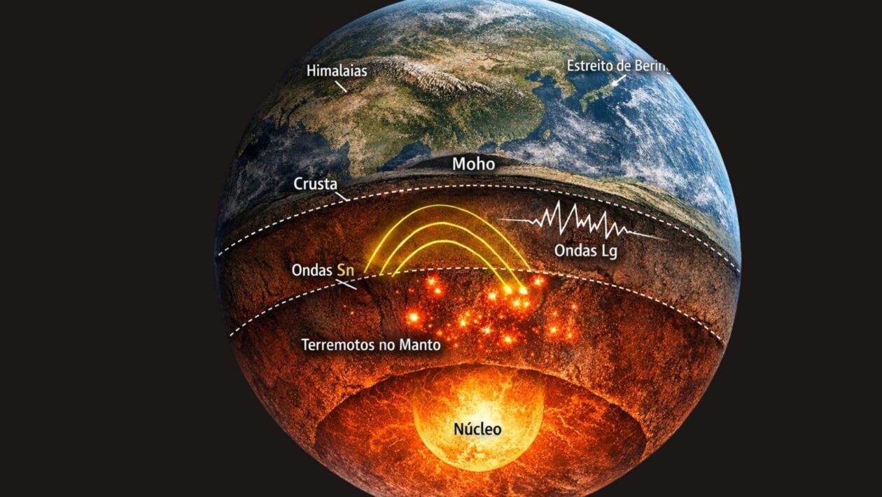 Mapa revela terremotos ocultos no manto da Terra (Imagem: Fala Ciência via ChatGPT)