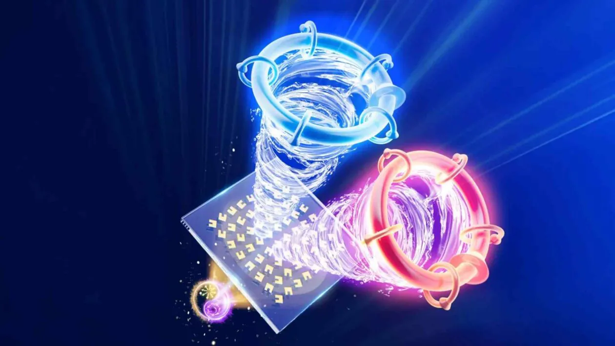 Dispositivo óptico controla luz em rosca para transmissão de dados (Imagem: Li Niu e Xueqian Zhang, Universidade de Tianjin)