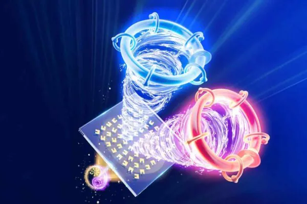 Dispositivo óptico controla luz em rosca para transmissão de dados (Imagem: Li Niu e Xueqian Zhang, Universidade de Tianjin)
