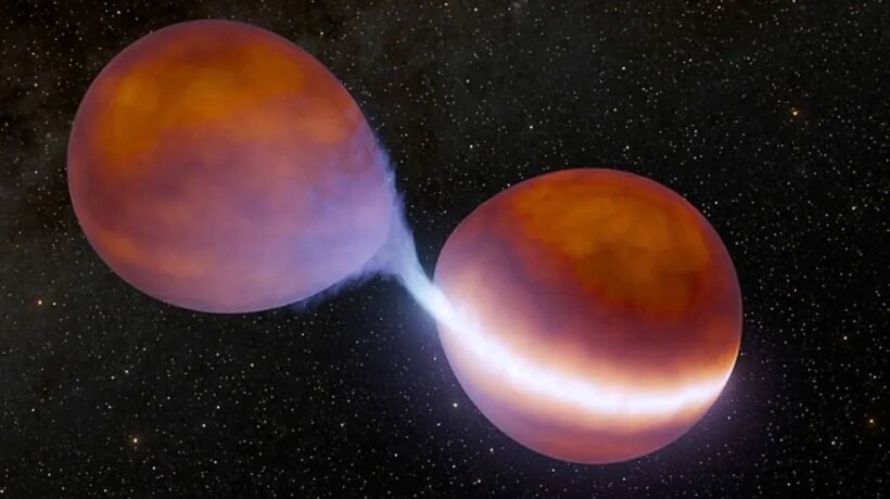 Duas anãs marrons interagem e podem iniciar fusão nuclear ao se unirem. (Imagem: Caltech/R. Hurt (IPAC))