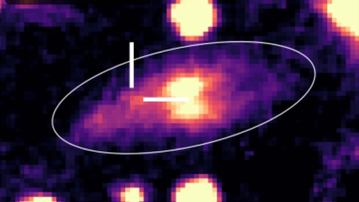 HST com filtro F160W (equivalente à banda H; central) (Imagem adaptada de Jonathan Carney et al 2025 ApJL 994 L46/ CC BY-SA 4.0)