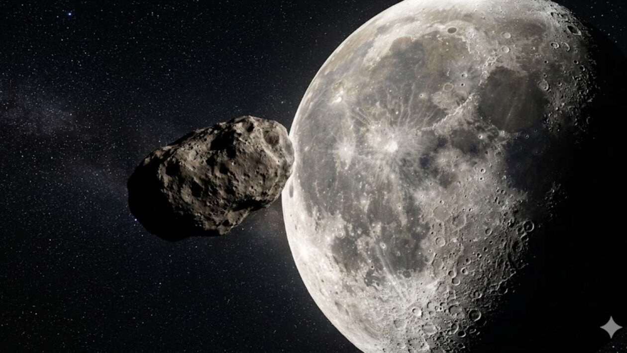 Asteroide 2024 YR4 não atingirá a Lua em 2032, confirma NASA (Imagem: Fala Ciência via Gemini)