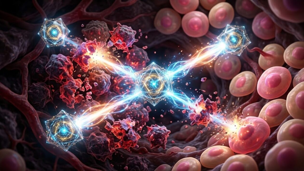 Novo nanomaterial elimina tumores sem atingir órgãos saudáveis. (Foto: Fala Ciência via Gemini)