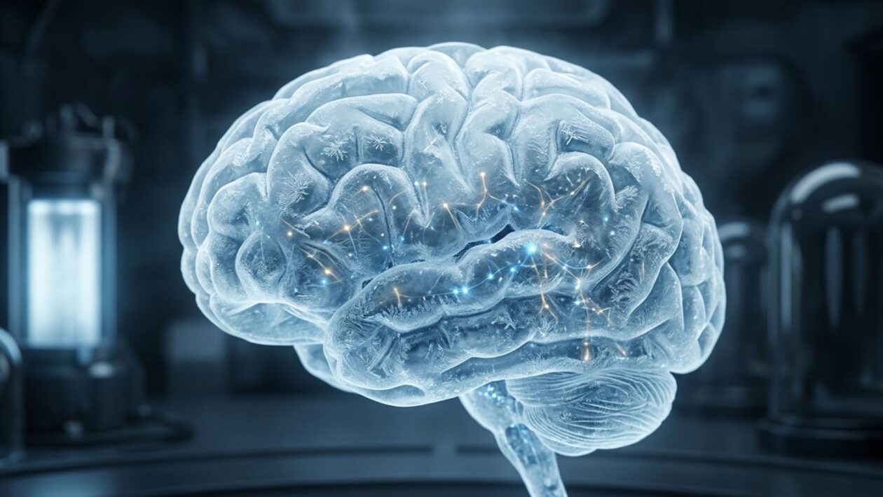 Cérebro congelado mostra sinais de atividade neural após o degelo. (Foto: Fala Ciência via Gemini)