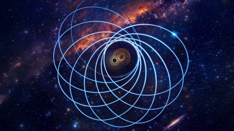 Buraco negro e estrela de nêutrons colidem em órbita oval rara (Imagem: Geraint Pratten, Pesquisador Universitário da Royal Society, Universidade de Birmingham)