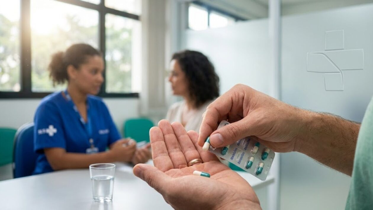 Paciente recebendo medicação no SUS para prevenção de ISTs. (Foto: Fala Ciência via Gemini)