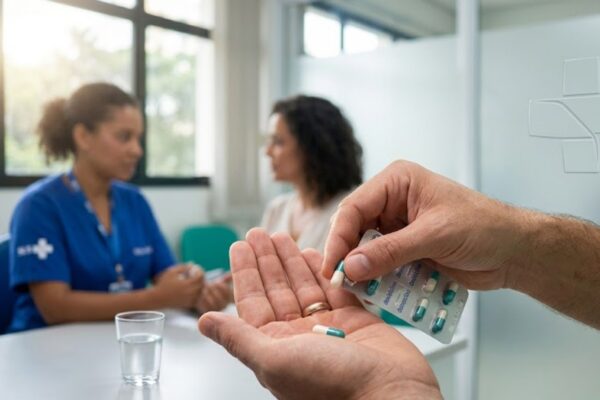 Paciente recebendo medicação no SUS para prevenção de ISTs. (Foto: Fala Ciência via Gemini)
