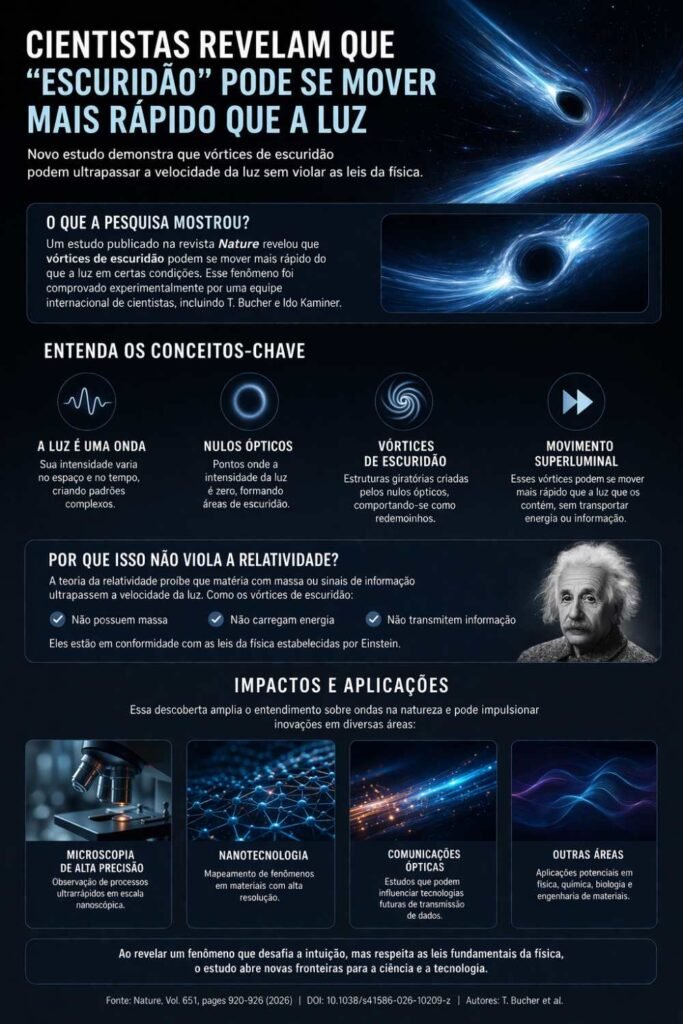 Novo estudo revela fenômeno que desafia limites clássicos da física (Imagem: Infográfico/ Fala Ciência)
