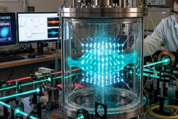Novo supersólido une rigidez de cristal e fluidez quântica (Imagem: Fala Ciência via Gemini)
