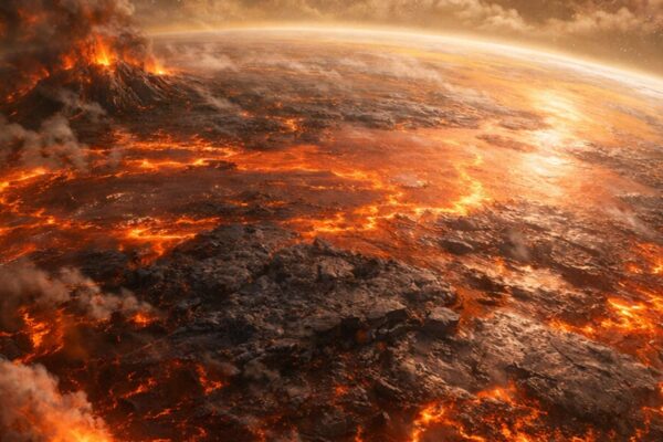 Planeta com oceano de magma pode esconder grandes reservas de enxofre (Imagem: Fala Ciência via ChatGPT)