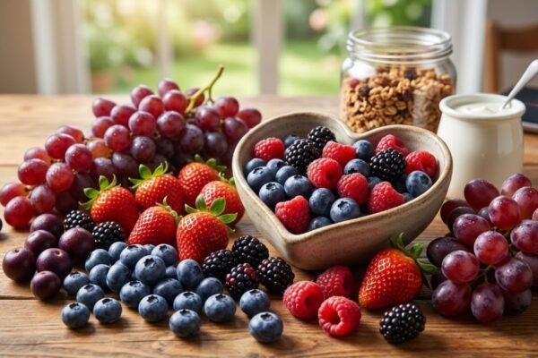 Antocianinas ajudam a reduzir risco de infarto. (Foto: Fala Ciência via Gemini)