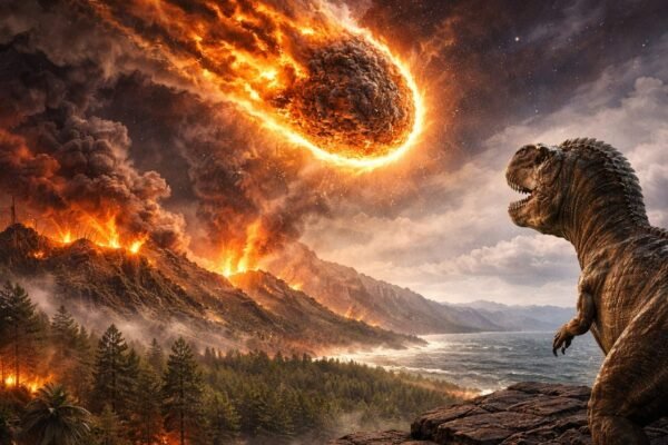 Vida voltou rápido após asteroide que extinguiu os dinossauros (Imagem: Fala Ciência via ChatGPT)