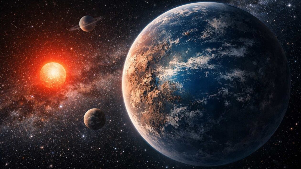 Estrela próxima abriga quatro planetas, incluindo um na zona habitável (Imagem: Fala Ciência via ChatGPT)