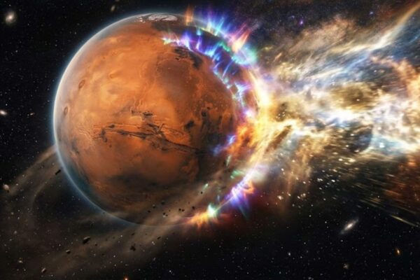 Supertempestade solar altera drasticamente a atmosfera de Marte (Imagem: Fala Ciência via Gemini)