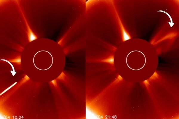 Cometa gigante enfrenta o Sol e não sobrevive ao impacto térmico (Imagem: SOHO – ESA/NASA)
