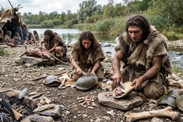 Neandertais iam além da caça e usavam tartarugas de forma estratégica (Imagem: Fala Ciência via Gemini)