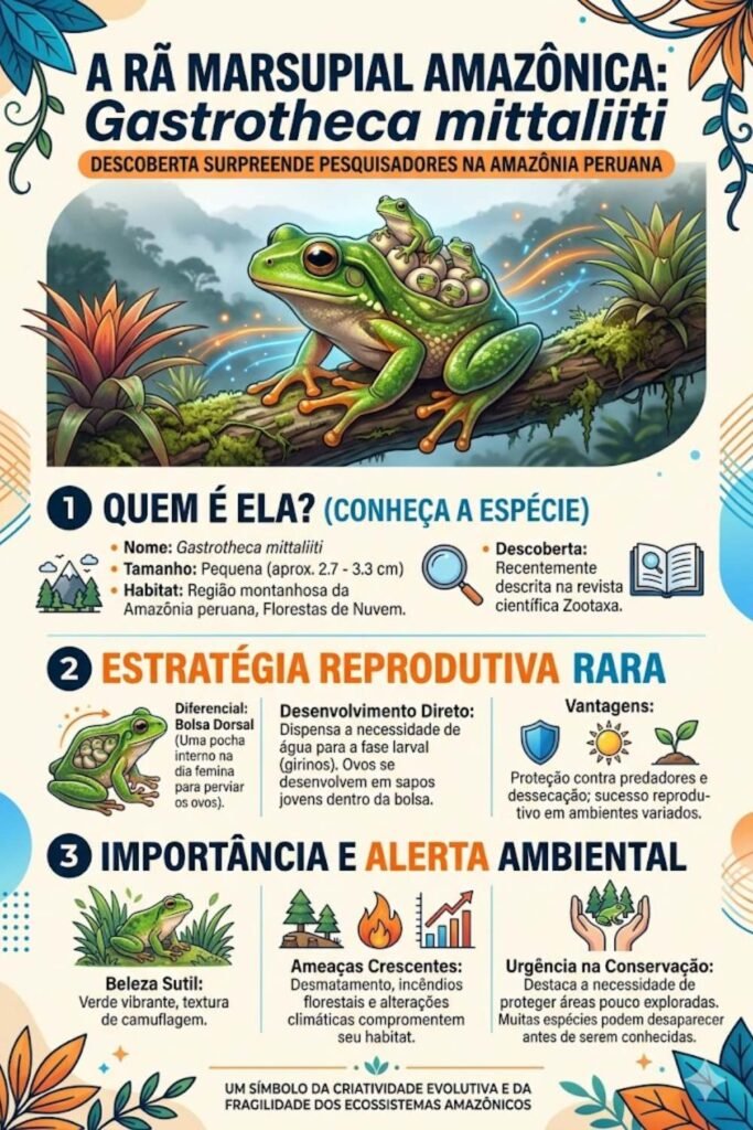 Nova espécie revela adaptação reprodutiva rara entre anfíbios tropicais (Imagem: Infográfico/ Fala Ciência)