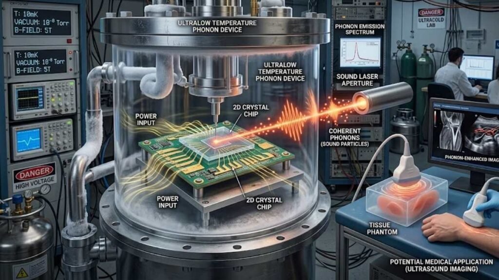 Fônons controlados podem criar lasers de som e revolucionar a medicina. (Imagem: Fala Ciência via Gemini)
