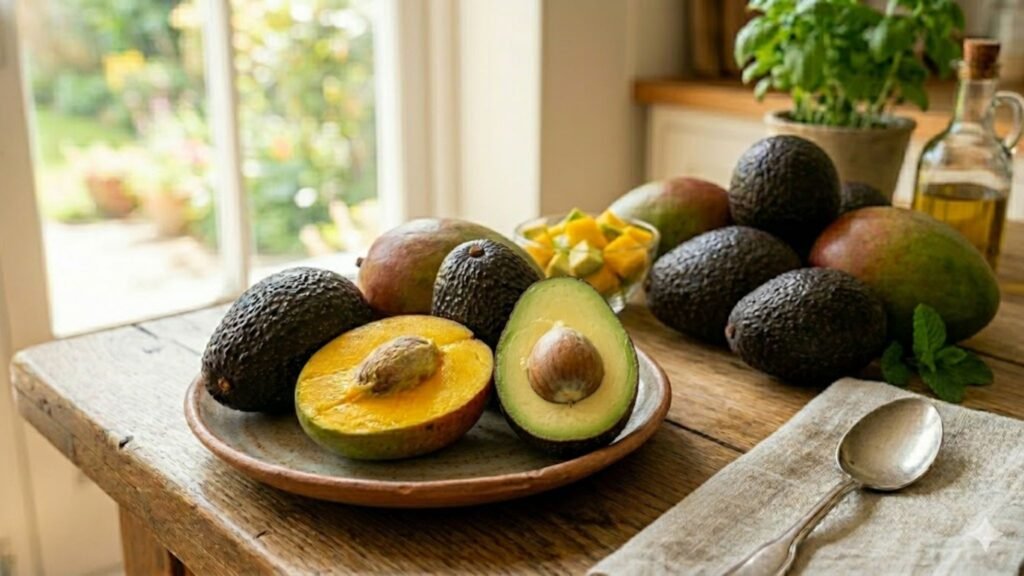 Abacate e manga ajudam na função dos vasos sanguíneos. (Foto: Fala Ciência via Gemini)